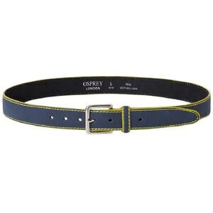 London Dickens Leather Belt / Navy/Yellow